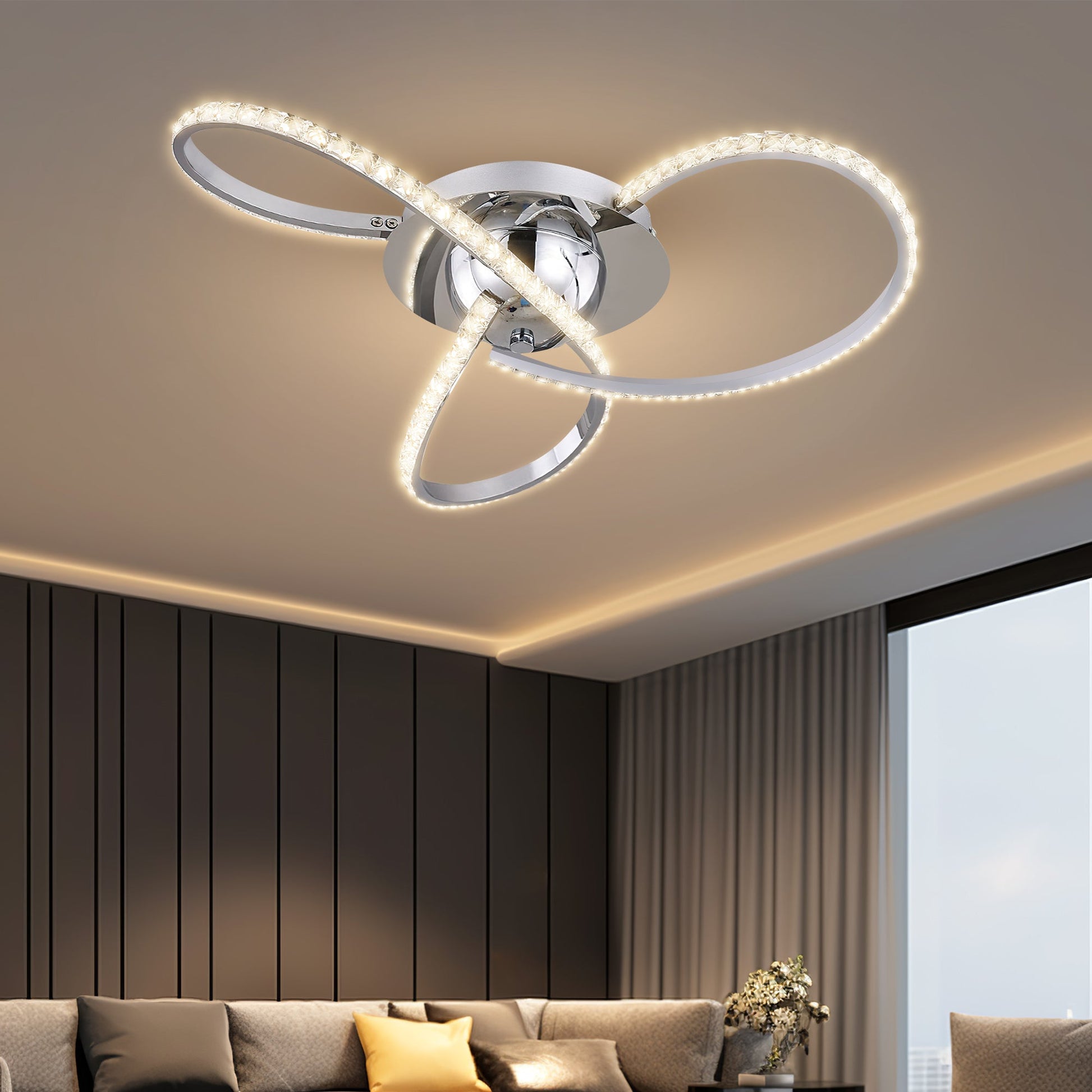 Irie Dimmable 3 Lights LED Ceiling Light - Chrome - Image 5