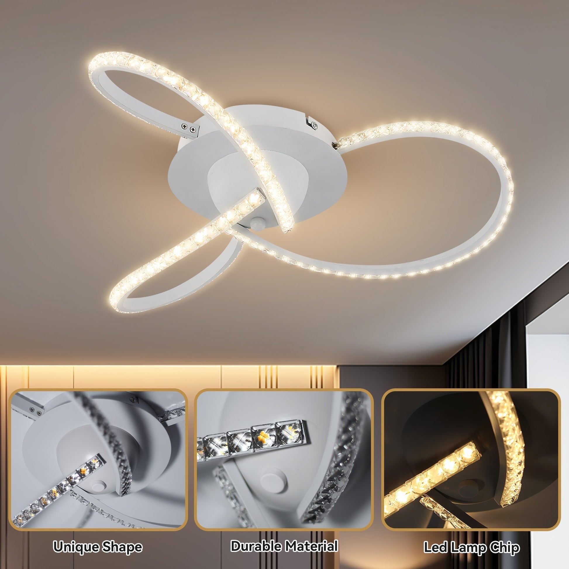Irie Dimmable 3 Lights LED Ceiling Light - White - Image 7