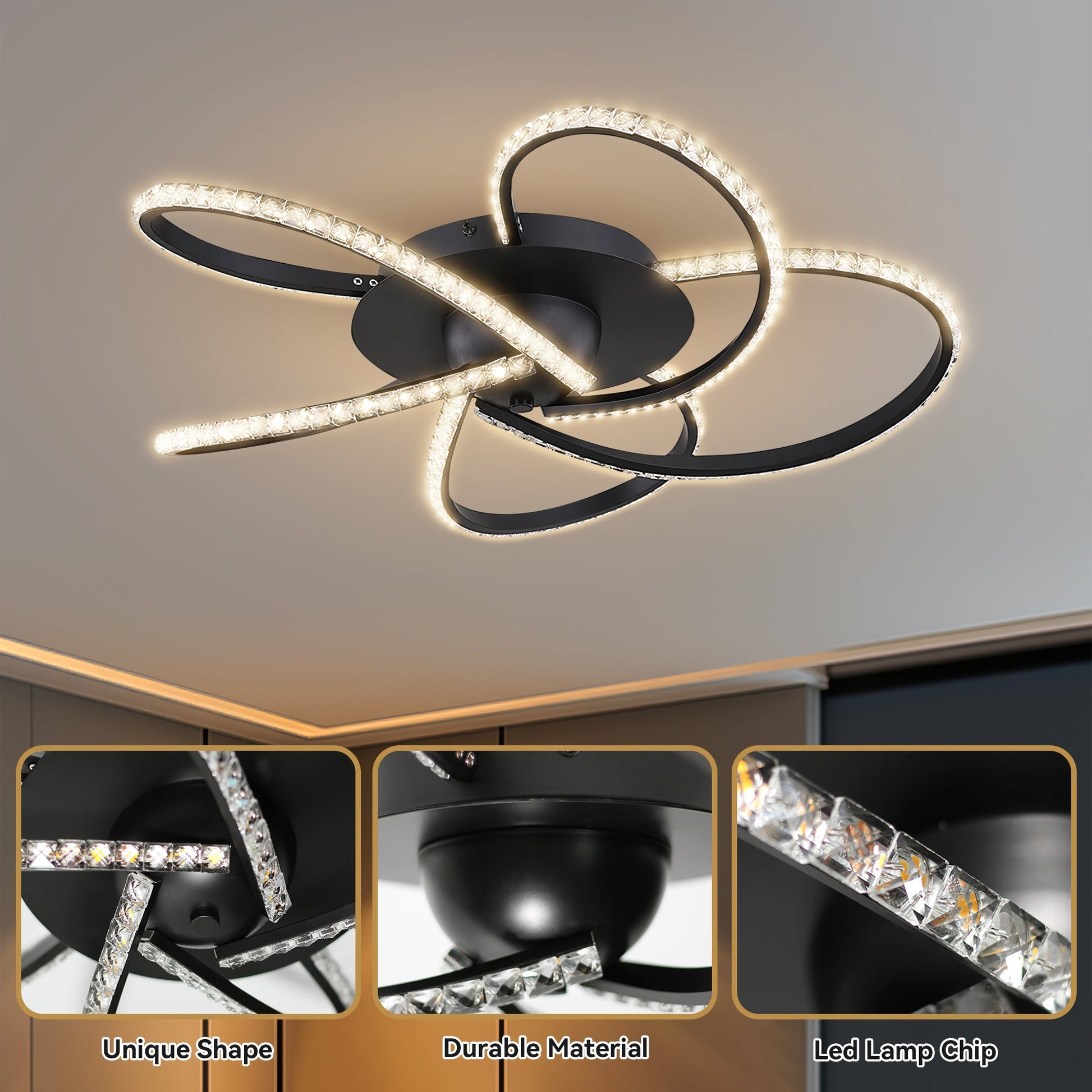 Irie Dimmable 5 Lights LED Ceiling Light - Black - Image 9