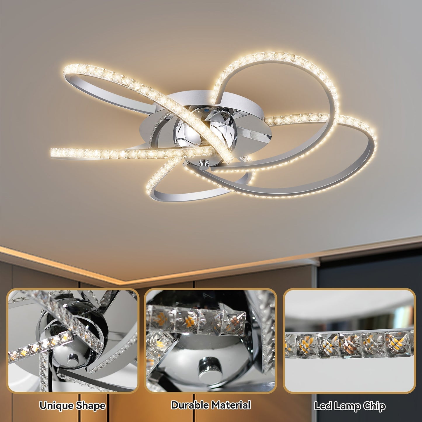 Irie Dimmable 5 Lights LED Ceiling Light - Chrome - Image 7