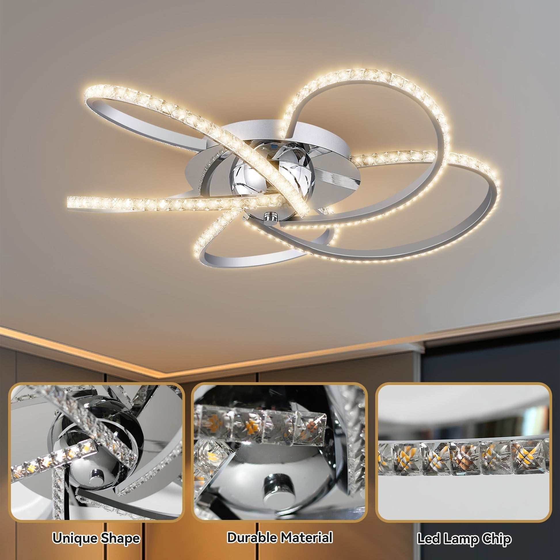 Irie Dimmable 5 Lights LED Ceiling Light - Chrome - Image 7