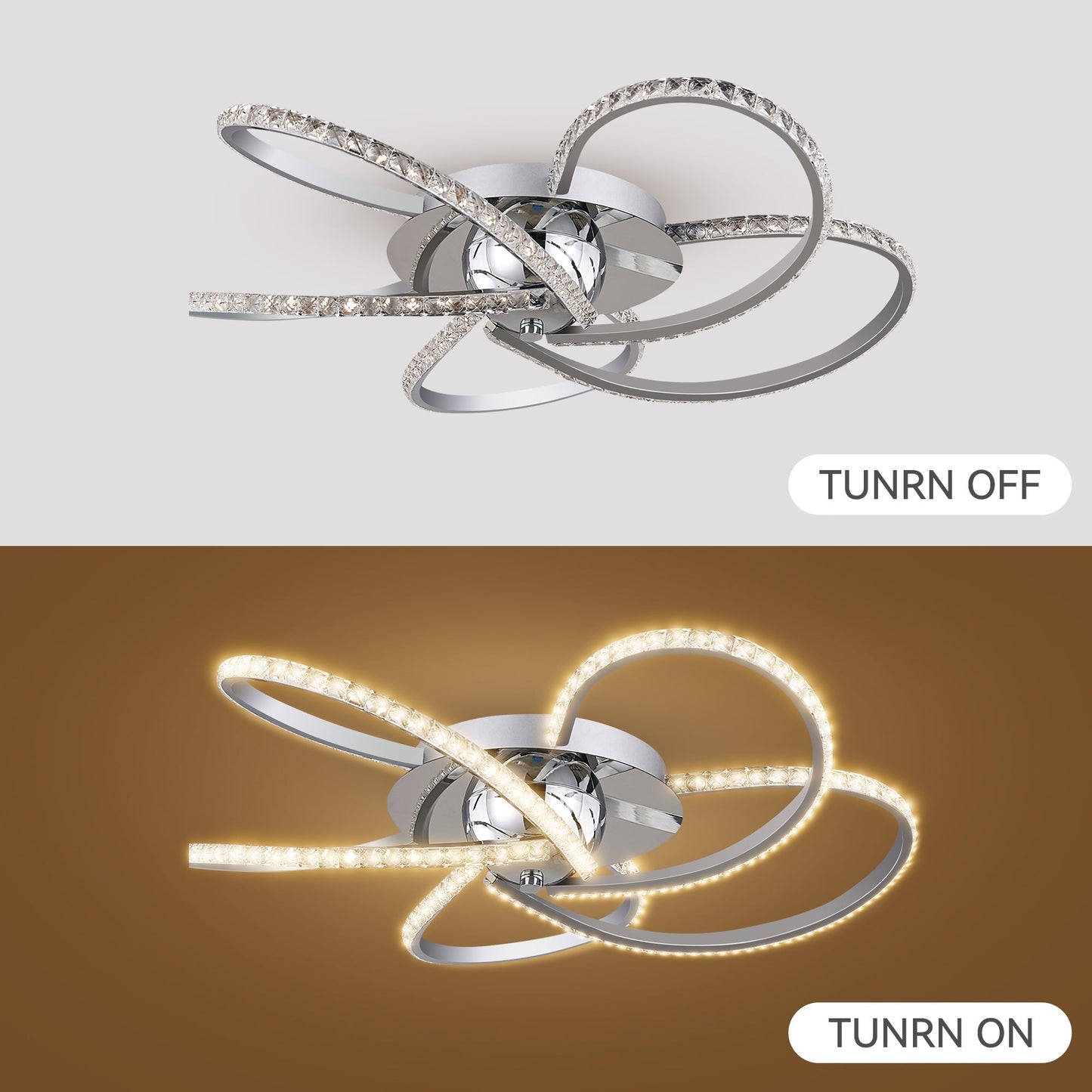 Irie Dimmable 5 Lights LED Ceiling Light - Chrome - Image 8