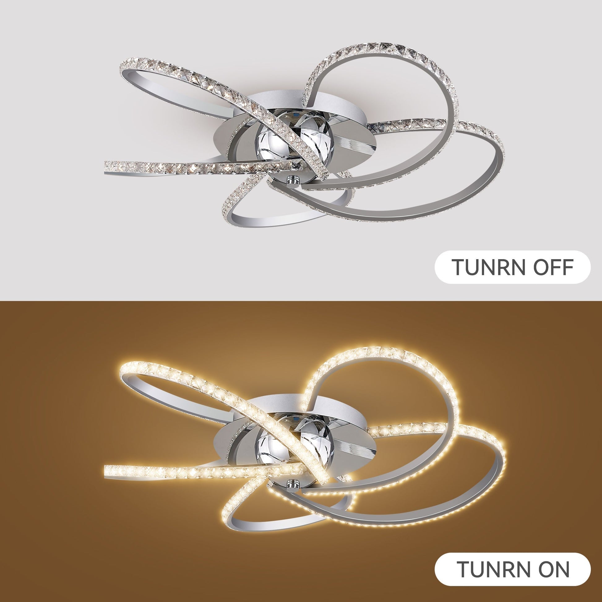 Irie Dimmable 5 Lights LED Ceiling Light - Chrome - Image 8
