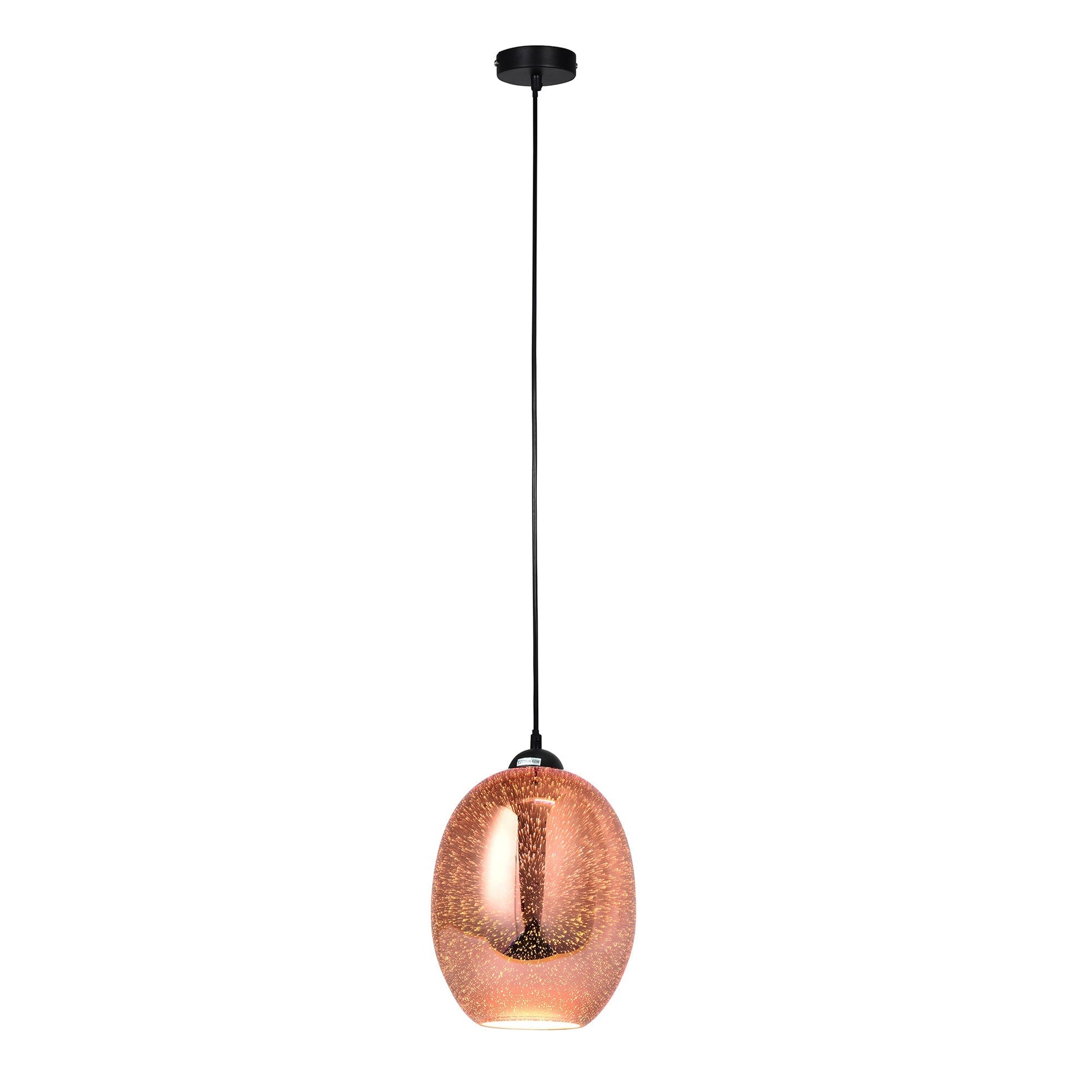 Moravian Glass Oval Pendant Light - Chrome