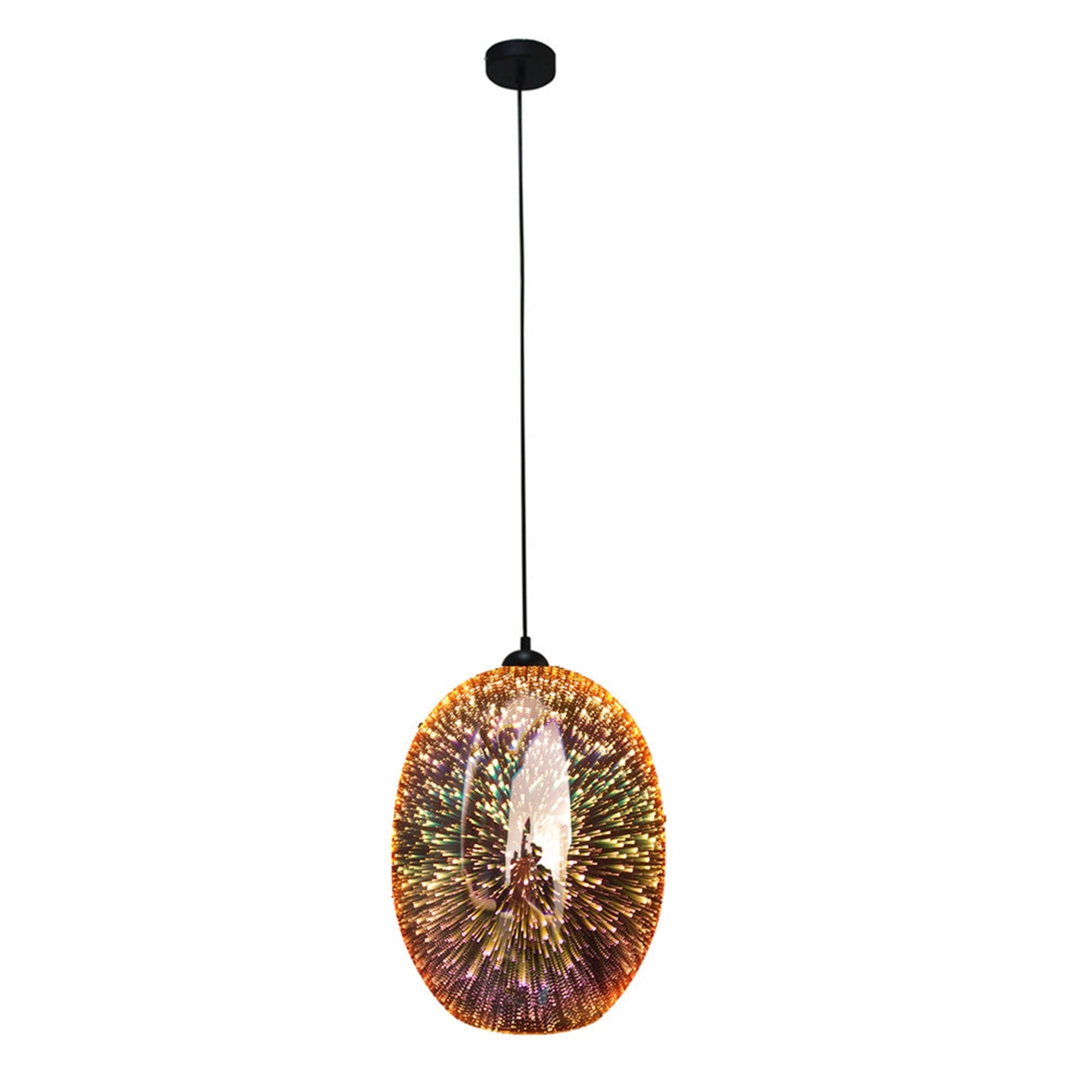 Moravian Glass Oval Pendant Light - Chrome - Image 2
