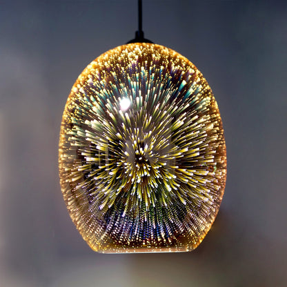 Moravian Glass Oval Pendant Light - Chrome - Image 5