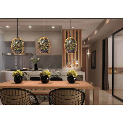 Moravian Glass Oval Pendant Light - Chrome - Image 7