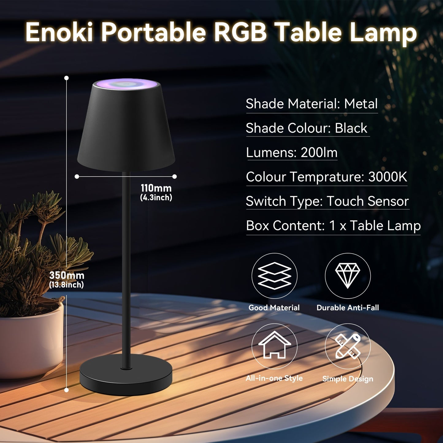 Enoki Portable RGB Table Lamp - Black - Image 8