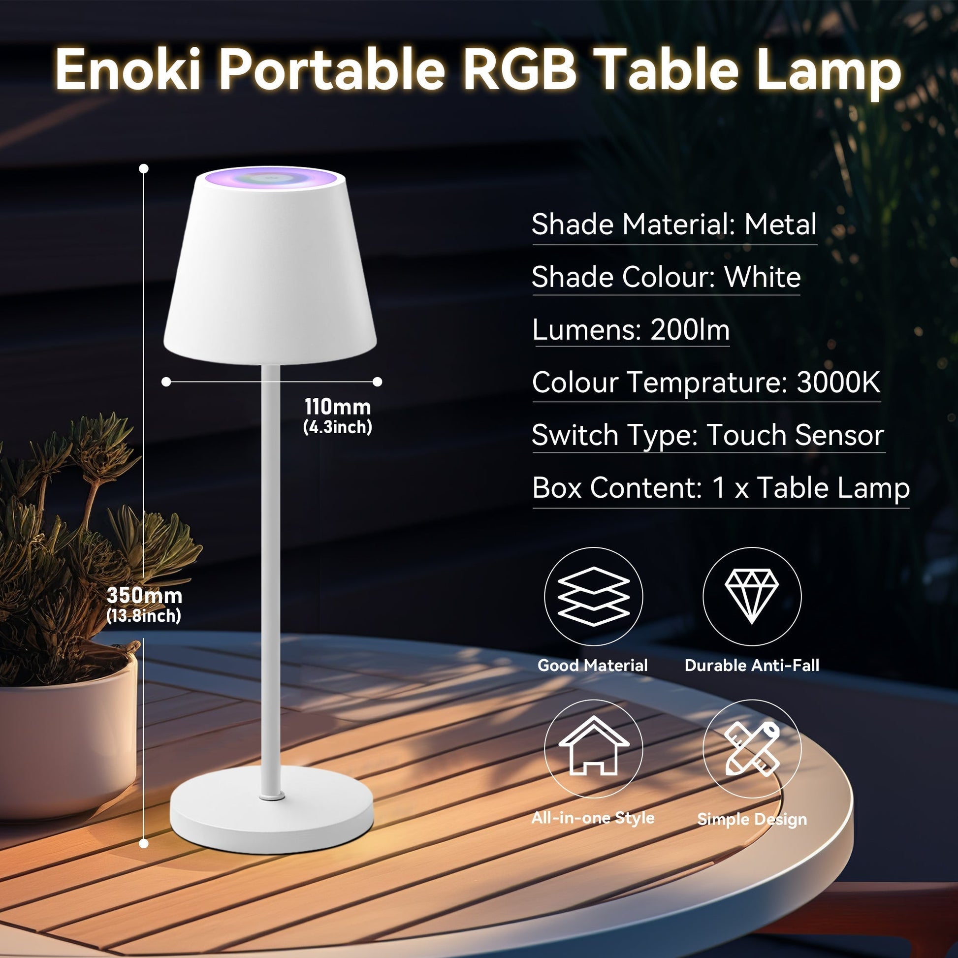 Enoki Portable RGB Table Lamp - White - Image 9