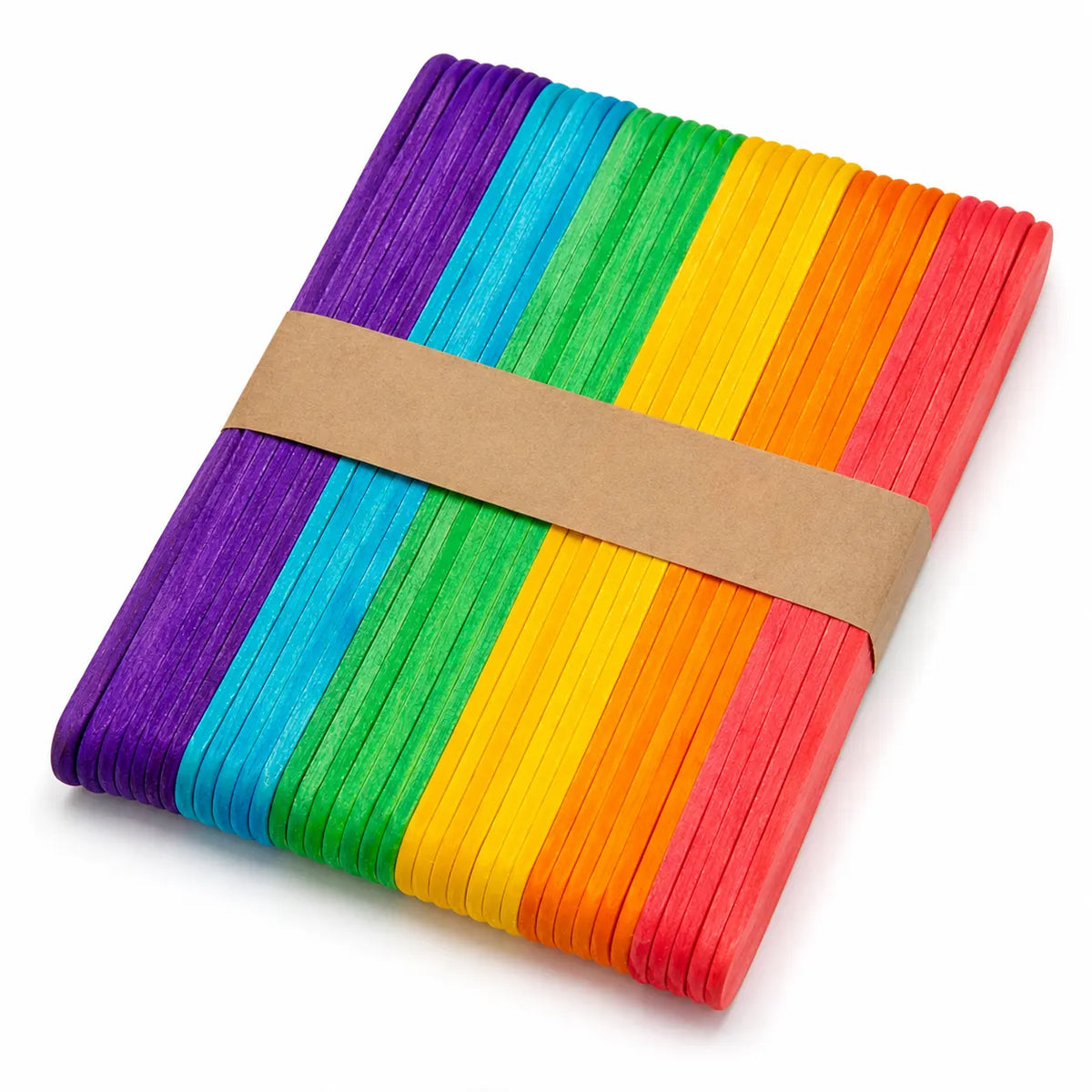 50x Coloured Wooden Craft Sticks 150mm for Arts, Crafts and School Projects
