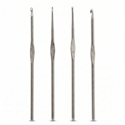 Steel Crochet Hook Set 4pcs Fine Sizes 1.00mm 1.80mm 2.00mm Thread Lace Craft Sewing