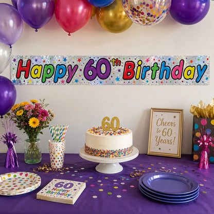2.6m Happy 60th Birthday Party Banner - Image 3