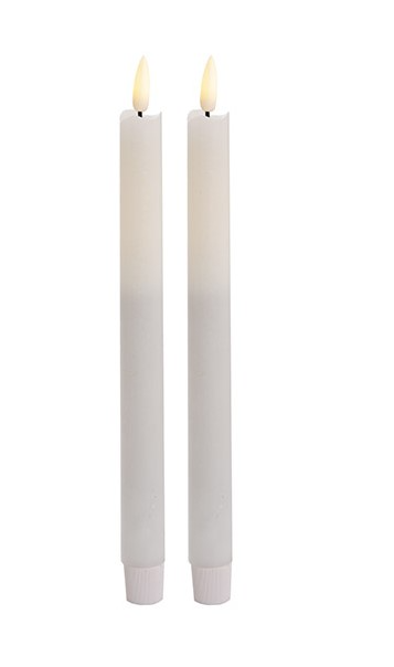 1 Pack of 2 LED Flickering Wax Taper Candles (Battery Operated) in White - Image 2