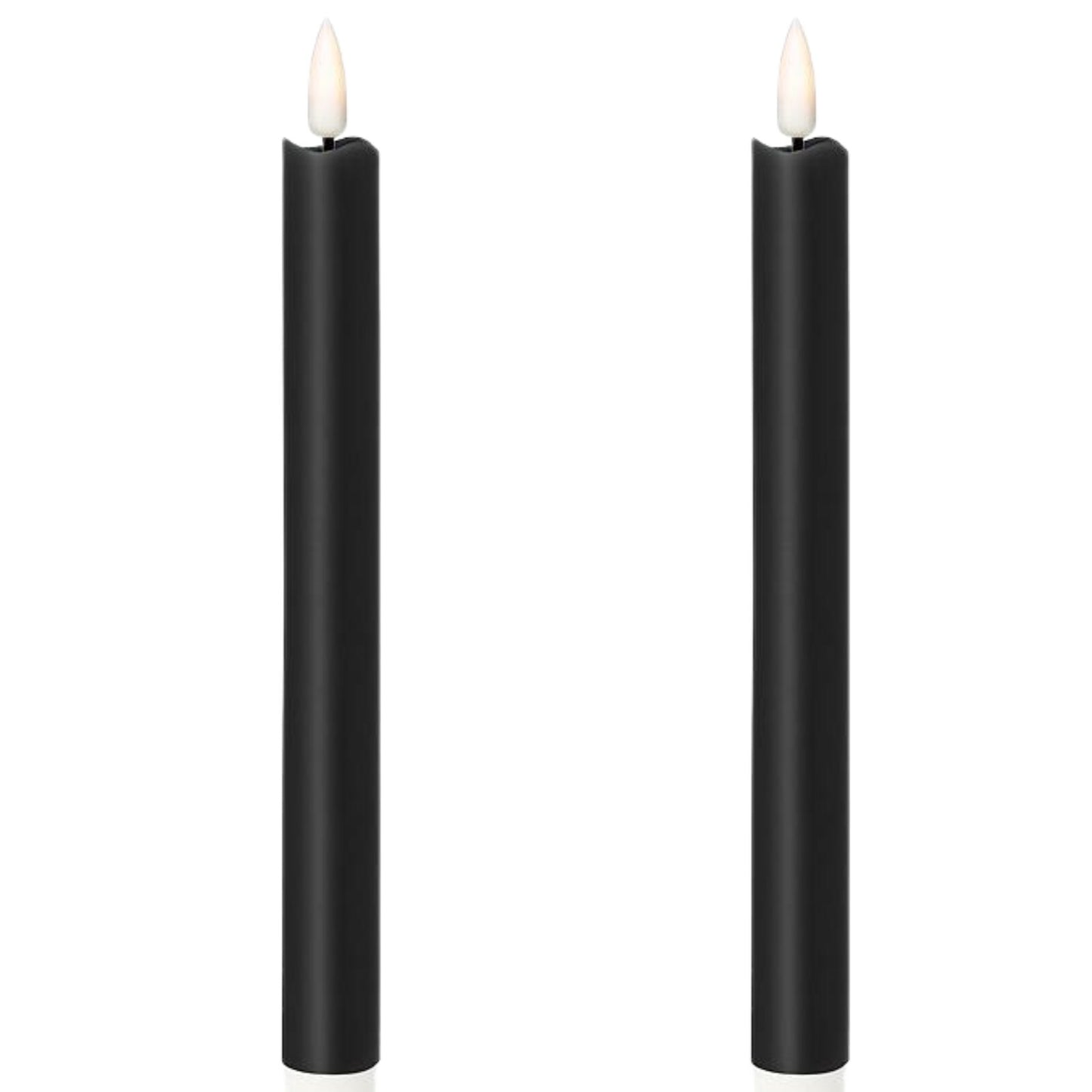 1 Pack of 2 LED Flickering Wax Taper Candles (Battery Operated) in Black - Image 2