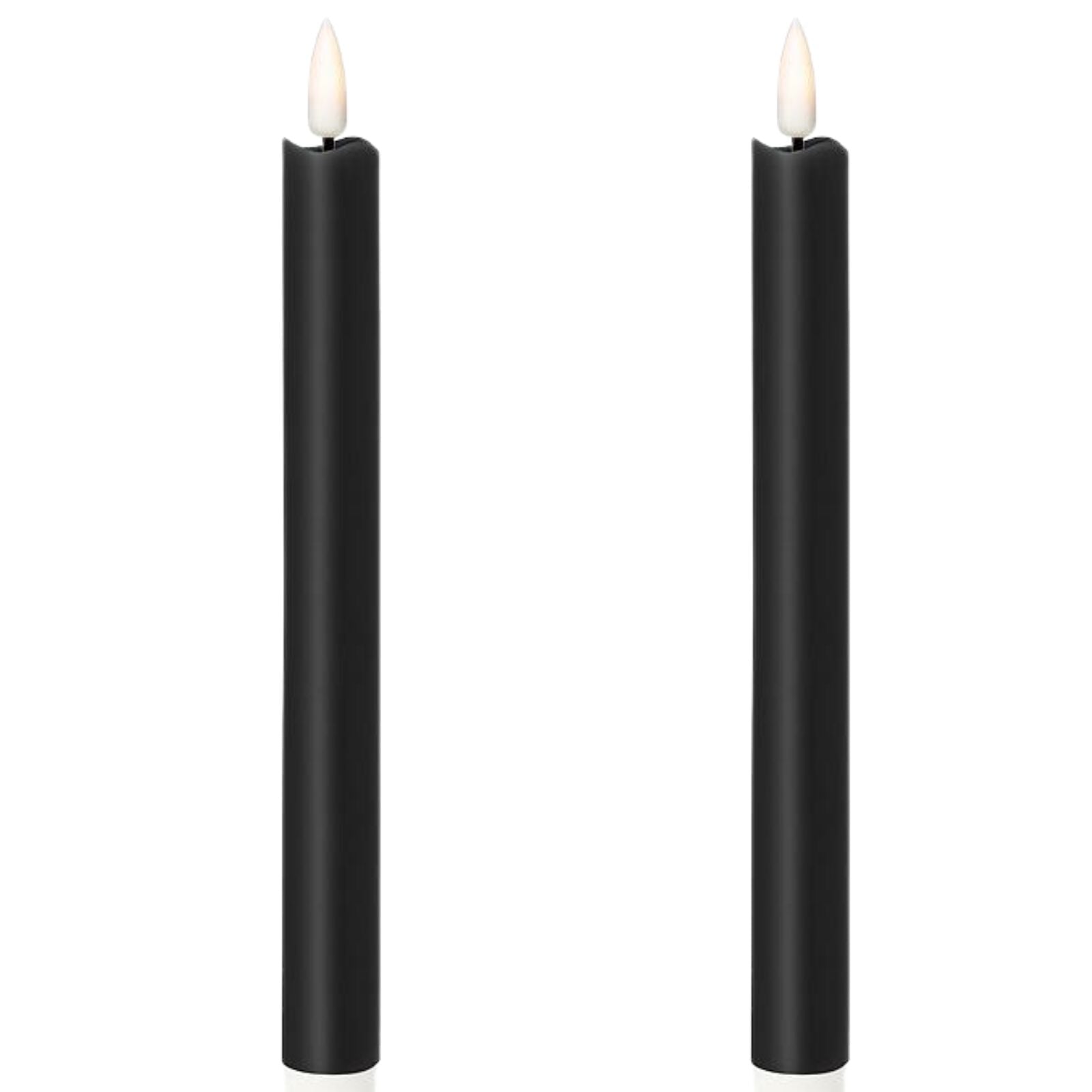 1 Pack of 2 LED Flickering Wax Taper Candles (Battery Operated) in Black - Image 2