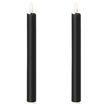 1 Pack of 2 LED Flickering Wax Taper Candles (Battery Operated) in Black - Image 2
