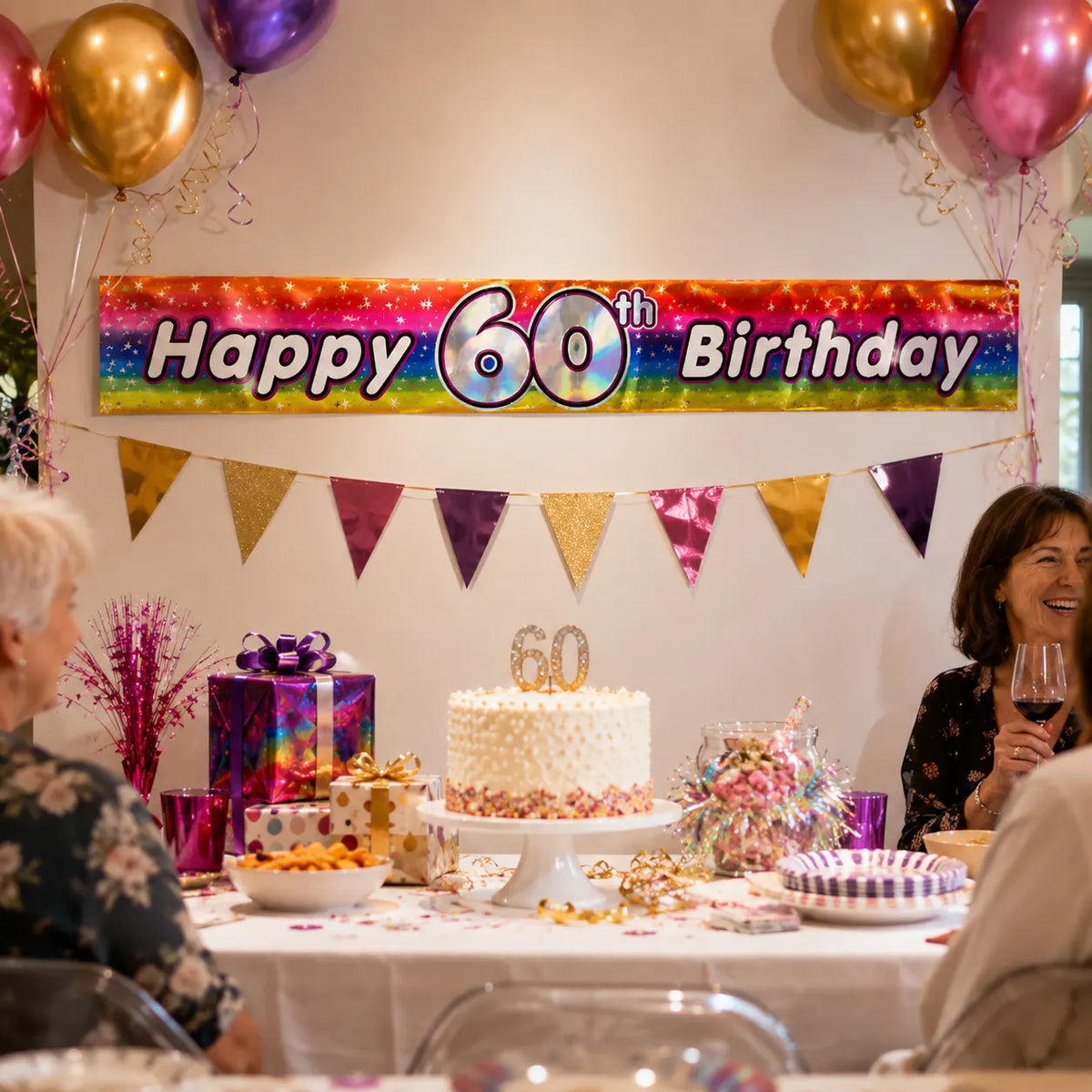 2.6m Happy 60th Birthday Party Banner - Image 3