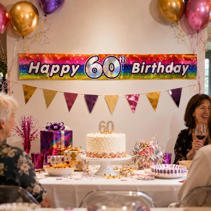 2.6m Happy 60th Birthday Party Banner - Image 3
