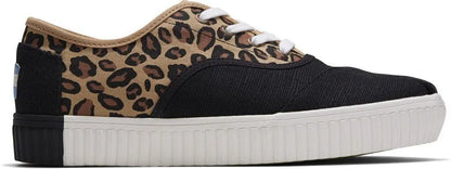 TOMS Womens Casual Canvas Shoes Sneakers Flats Low Cut - Black/Leopard - Image 2