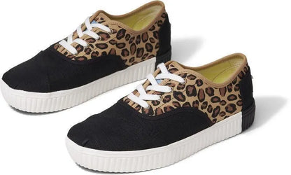 TOMS Womens Casual Canvas Shoes Sneakers Flats Low Cut - Black/Leopard - Image 4