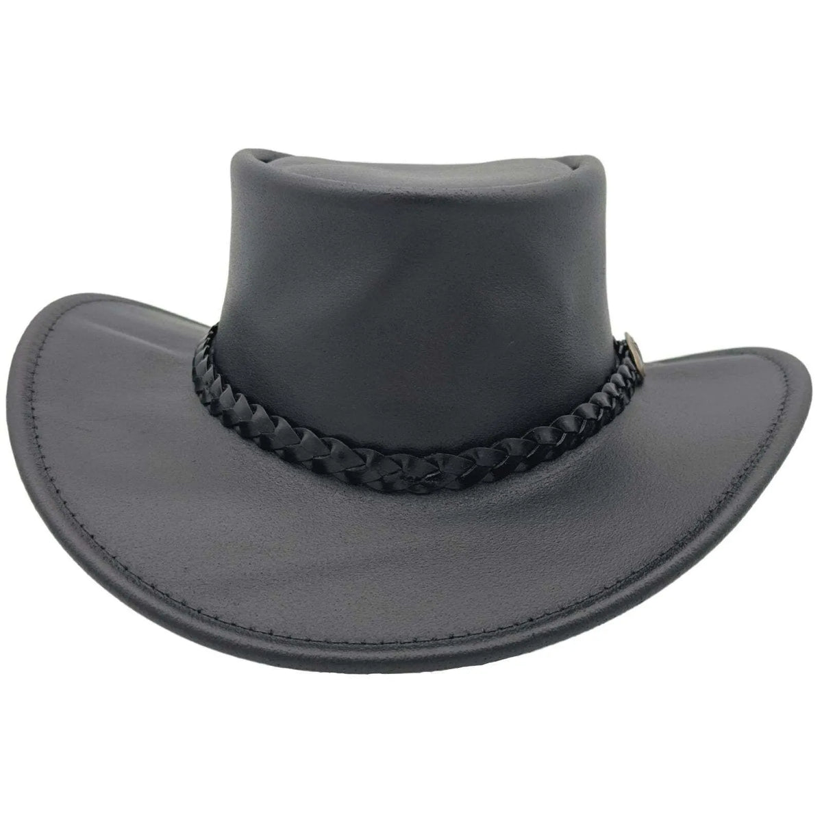 Jacaru Swagman Leather Outback Hat Wide Brim - Black - Image 5