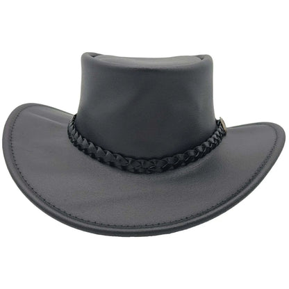 Jacaru Swagman Leather Outback Hat Wide Brim - Black - Image 5