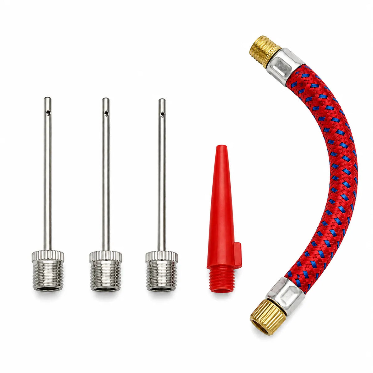 Universal Ball Inflator Kit 5 Piece w/ Flexible Hose and Needle Nozzle Adaptors - Image 2