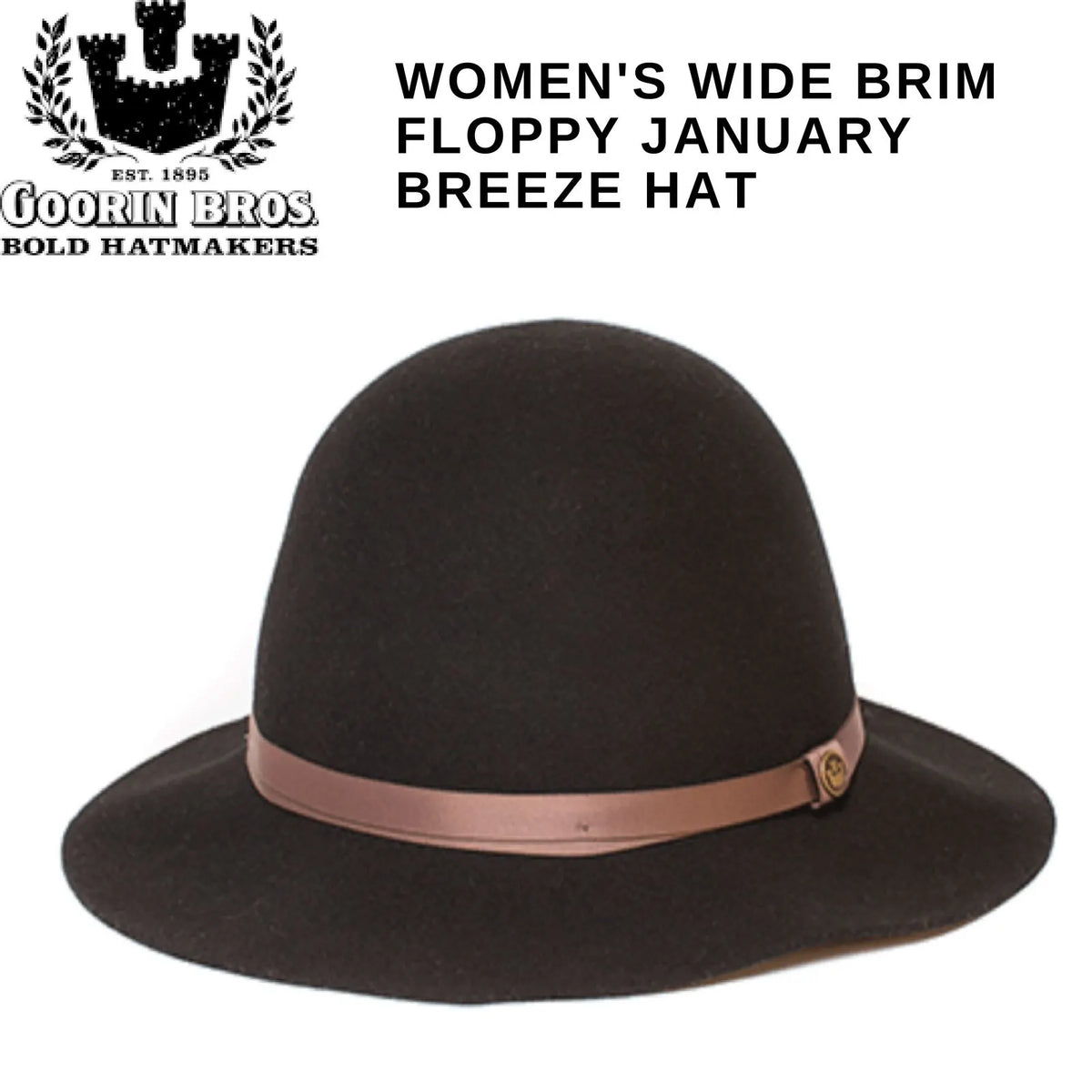 Goorin Brothers Womens Wide Brim Floppy January Breeze Hat - Black - Image 4