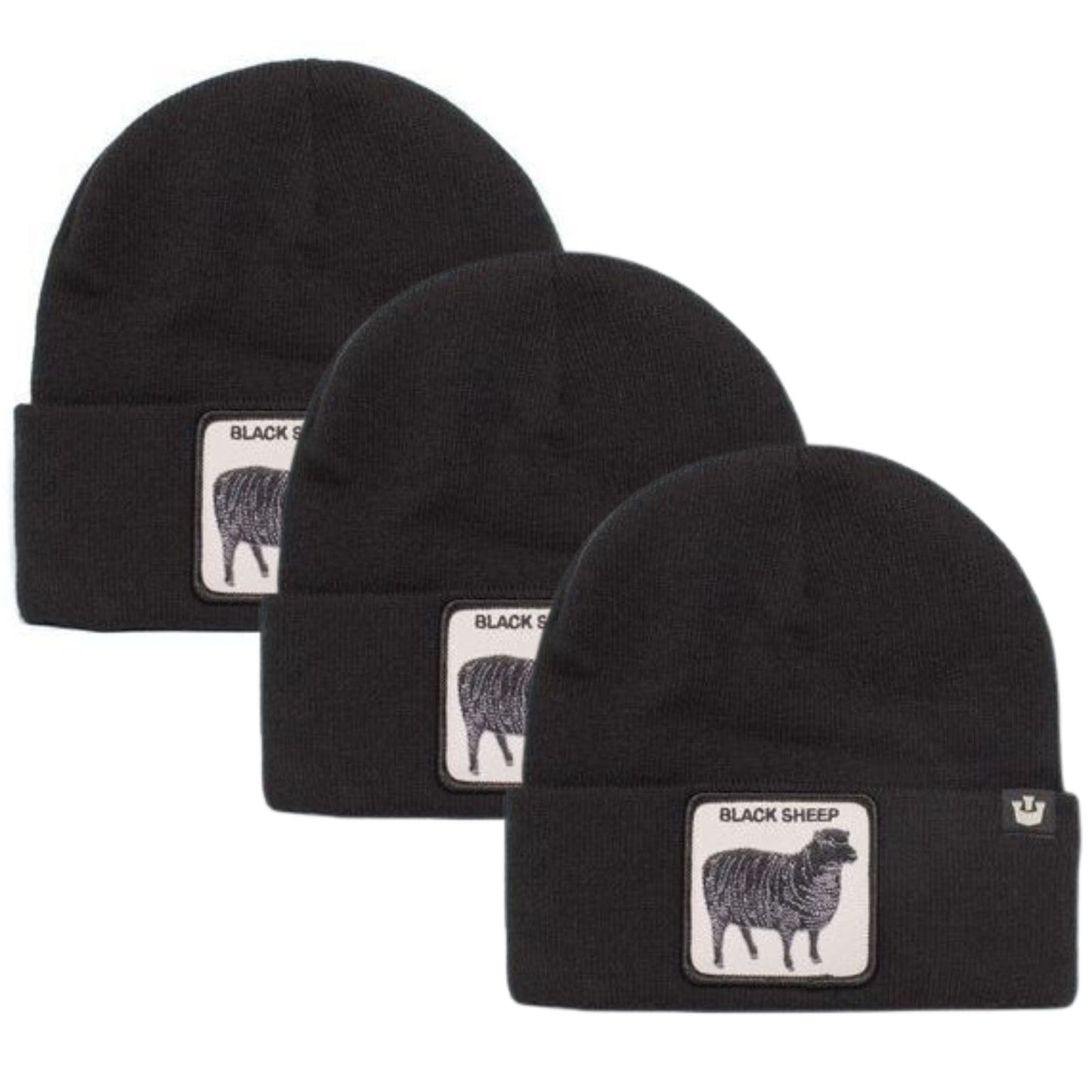 3x Goorin Sheep for Brains Beanie Hat Warm Winter Ski Animal Series - Black - Image 2