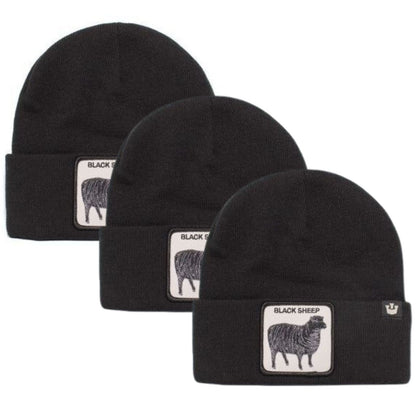 3x Goorin Sheep for Brains Beanie Hat Warm Winter Ski Animal Series - Black - Image 2