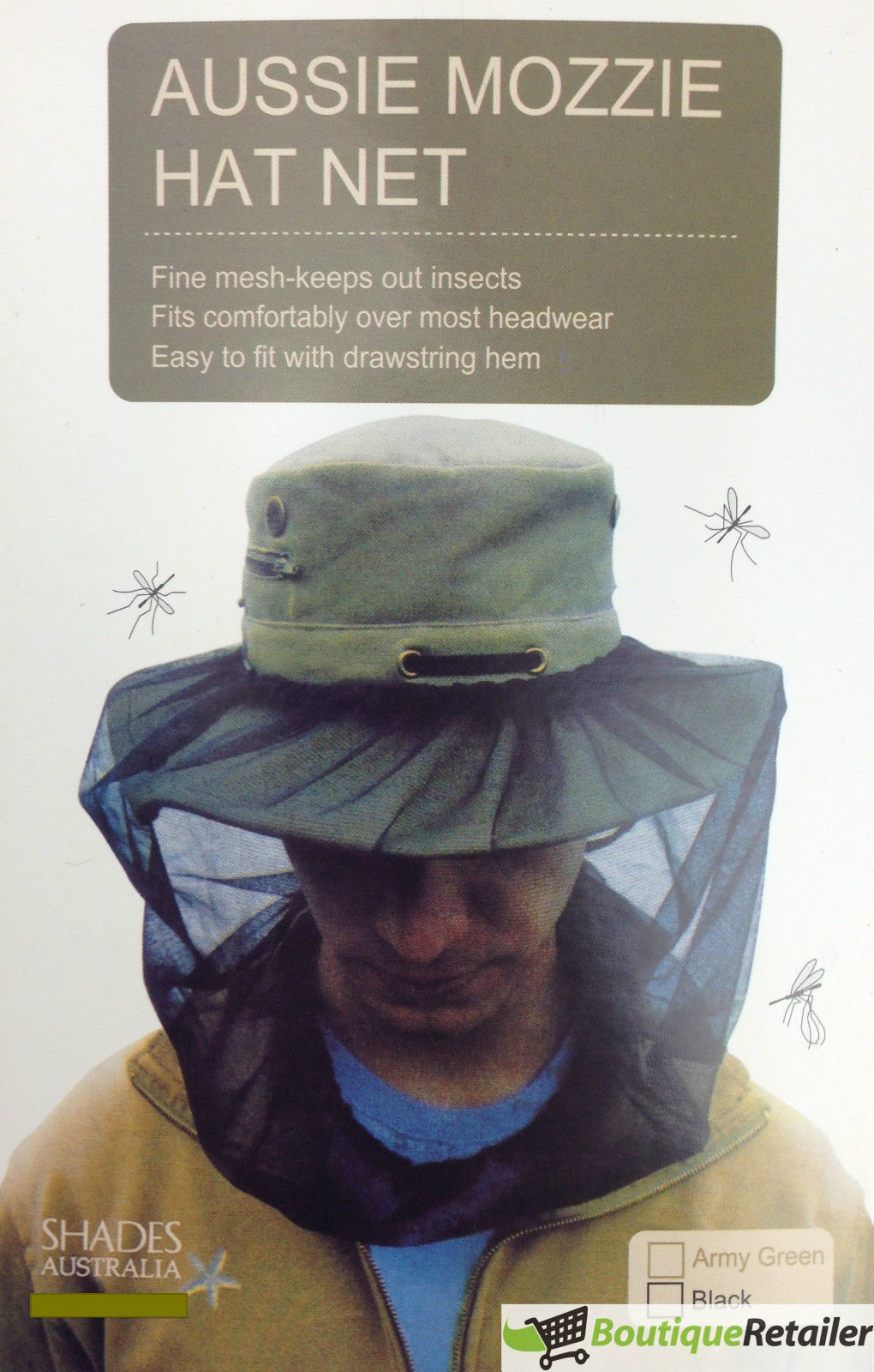 Mosquito Hat Net Head Protector Bee Bug Mesh Insect Mozzie Fishing Fly - Black - Image 3