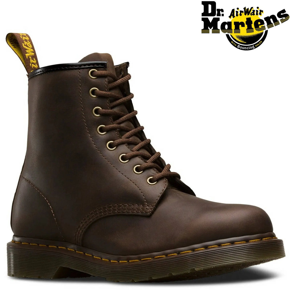 Dr. Martens 1460 8 Up Crazy Horse Leather Boots Shoes - Gaucho Brown - Image 2