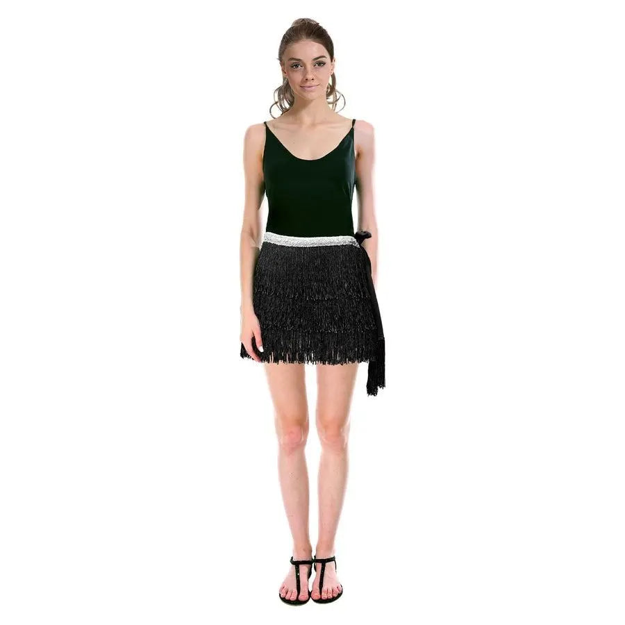 Adult Fringe Skirt Womens Dancing Party Costume in Black - Image 3