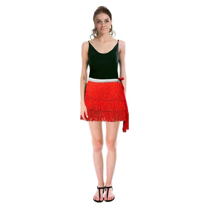 Adult Fringe Skirt Tassel Womens Dance Costume Party in Red - Image 3