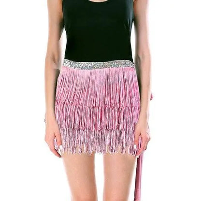 Adult Fringe Skirt Womens Costume Party in Light Pink - Image 3