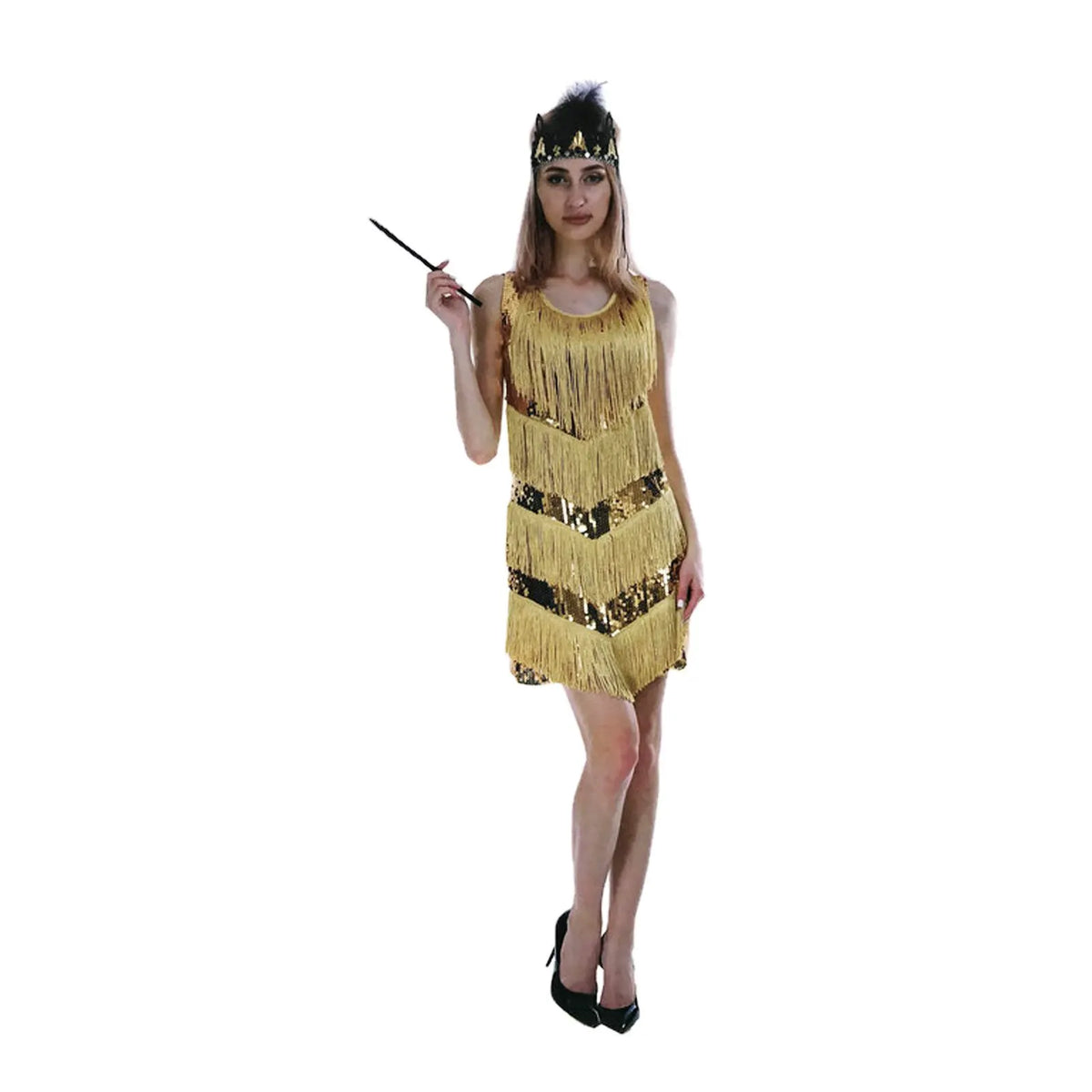 Charleston Sequin Flapper Fringe Costume Tassel Party Fancy Dress 20s 30s - Gold - Image 2