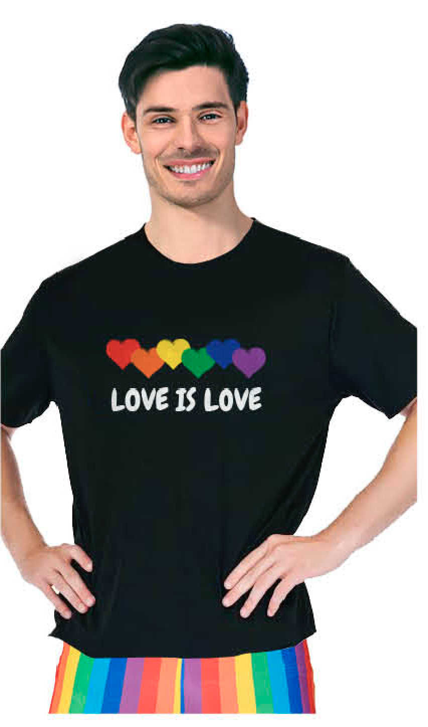 Adult Rainbow T Shirt Top Tee Gay Pride LGBTQ Love Is Love - Black - One Size - Image 2
