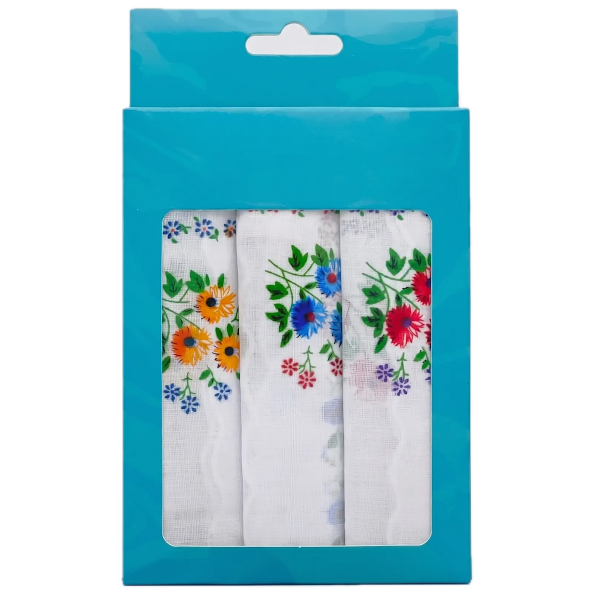 3x Womens Floral Handkerchiefs 100% Cotton Ladies Mix Hanky Pack 30x30cm