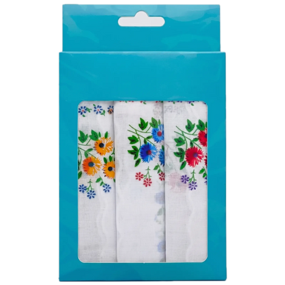 3x Womens Floral Handkerchiefs 100% Cotton Ladies Mix Hanky Pack 30x30cm - Image 2