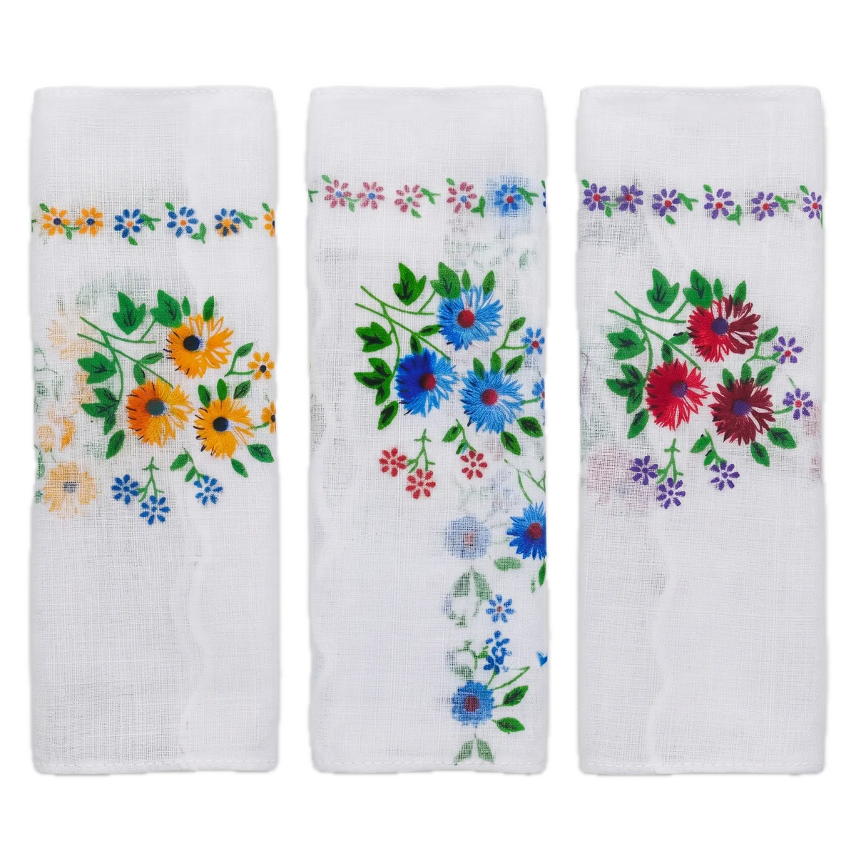 3x Womens Floral Handkerchiefs 100% Cotton Ladies Mix Hanky Pack 30x30cm - Image 3