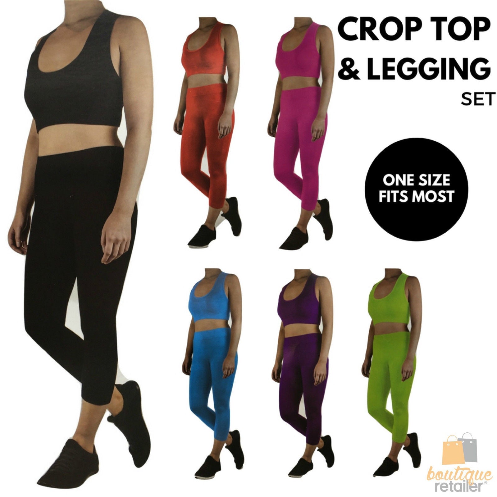 Womens CROP TOP Tank + LEGGING Pants SET Jogger Sport Party Tracksuit Gym Yoga - Red - Image 4