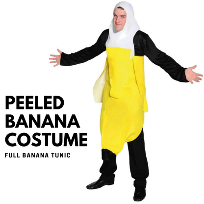 ADULT PEELED BANANA COSTUME Outfit Dress Up Party Halloween Funny Fruit - Image 2