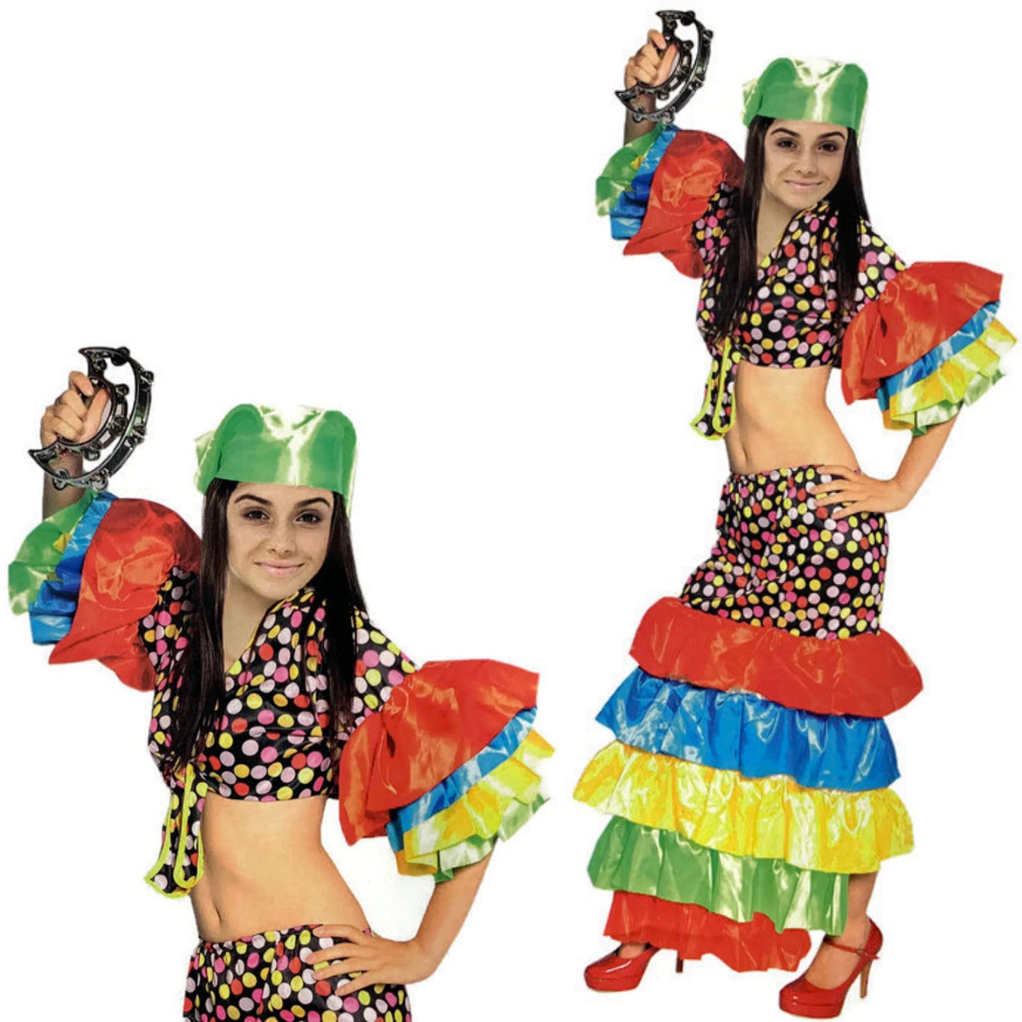 Womens FLAMENCO DANCER COSTUME Spanish Fancy Dress RUMBA Rio Carnival - Image 4