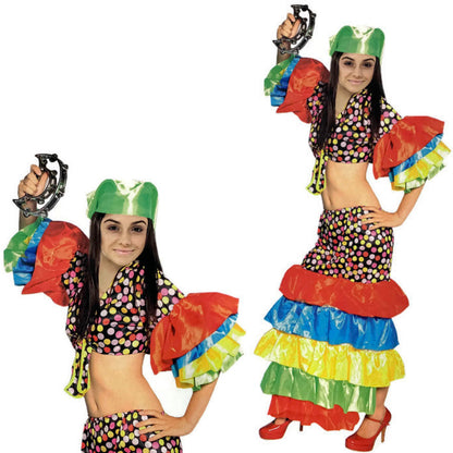 Womens FLAMENCO DANCER COSTUME Spanish Fancy Dress RUMBA Rio Carnival - Image 4