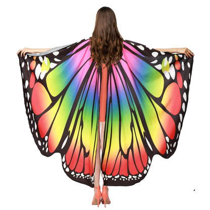 Adult Rainbow Butterfly Cape Party Costume Halloween Fancy Dress Up Accessory - Image 2