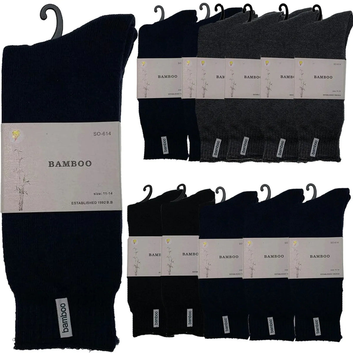 12 Pairs PREMIUM BAMBOO SOCKS Mens Heavy Duty Thick Work Socks BULK Cushion - Assorted Colour Pack - Image 5
