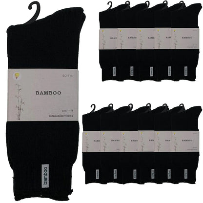 12 Pairs PREMIUM BAMBOO SOCKS Mens Heavy Duty Thick Work Socks BULK Cushion - Black - Image 2