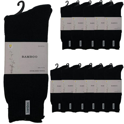 12 Pairs PREMIUM BAMBOO SOCKS Mens Heavy Duty Thick Work Socks BULK Cushion - Black - Image 6