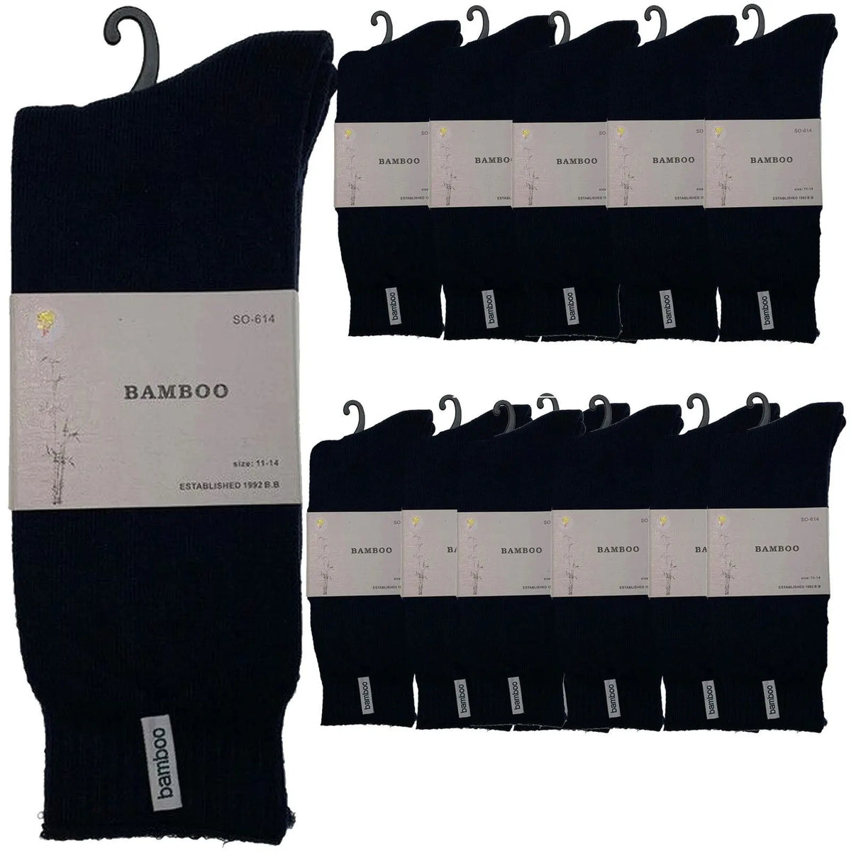 12 Pairs PREMIUM BAMBOO SOCKS Mens Heavy Duty Thick Work Socks BULK Cushion - Navy Blue