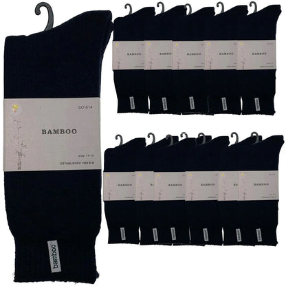 12 Pairs PREMIUM BAMBOO SOCKS Mens Heavy Duty Thick Work Socks BULK Cushion - Navy Blue - Image 6